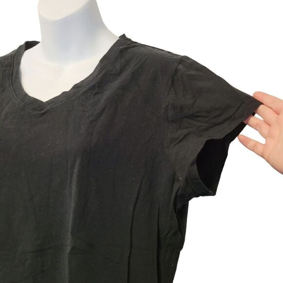 2/$20 George Plain Black 95% Cotton Top Tee T-shirt Size: XL - Picture 3 of 4